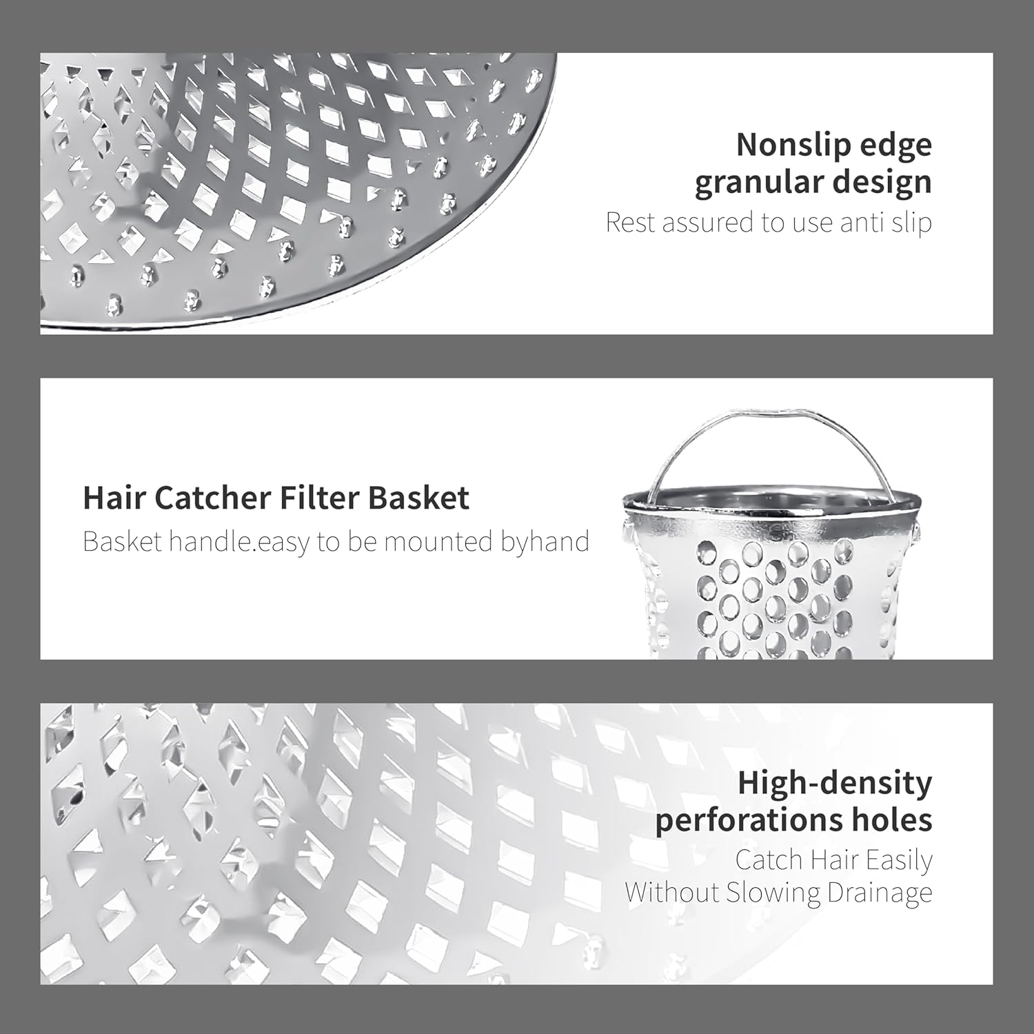 Tub Drain Protector Drain Hair Catcher,Stainless Steel Bathtub Shower Drain Hair Stopper Strainer Trap for Wash Basin Shower Bathroom Kitchen Sink to Catch Hair Debri and Foreign Objects Easil