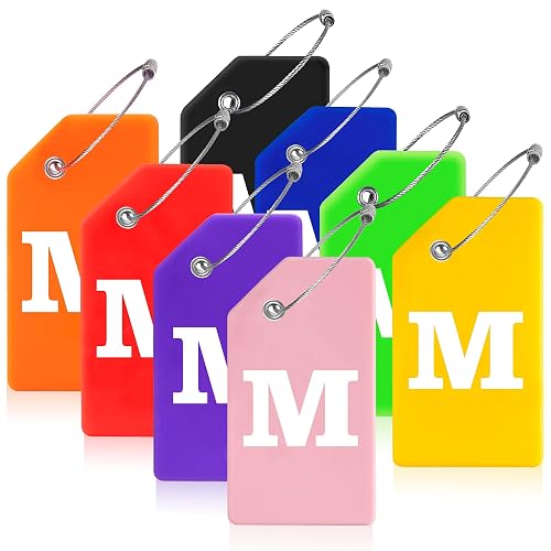 Gostwo 8 Pack Initial Luggage Tags (Letter M, Colorful)