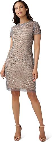 Adrianna Papell Vestido de cóctel corto con cuentas para mujer