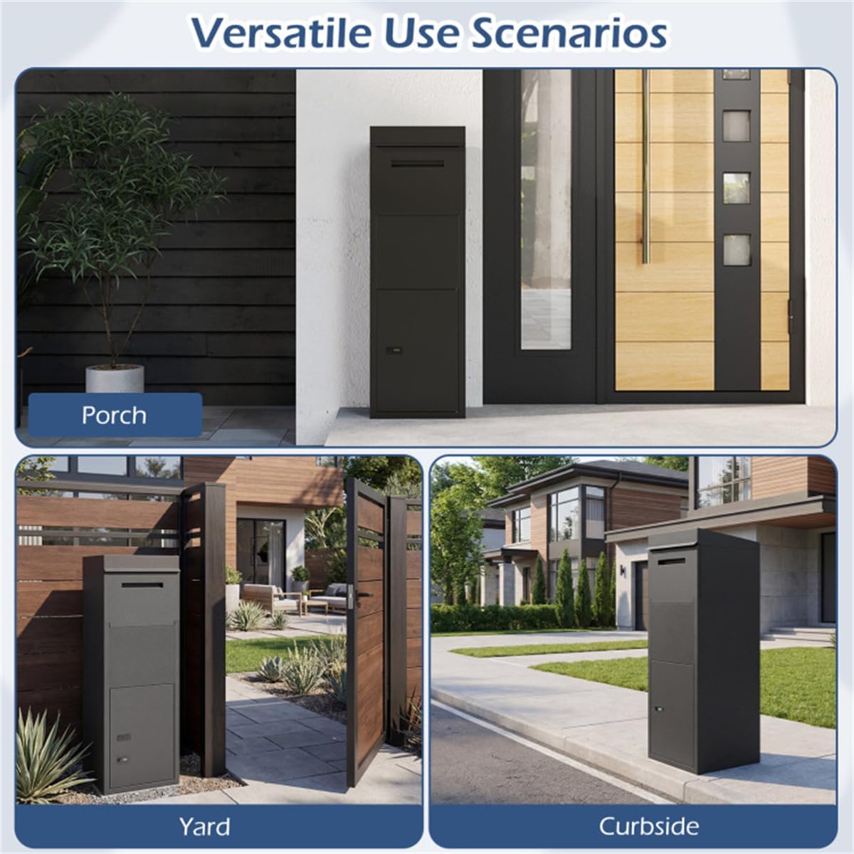 Package Delivery Box Anti-Theft with Code Lock, Heavy Duty Galvanized Steel Parcel Drop Box for Outdoor Porch, Secure Storage for Packages, Home Mail Storage Secure Drop Box, Front Door Accessory