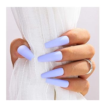 Amazon Com Fstrend Coffin Fake Nails Extra Long Ballet Ballerina Green Matte Full Acrylic Cover Press On Nail For Women And Girls Light Blue Beauty Personal Care