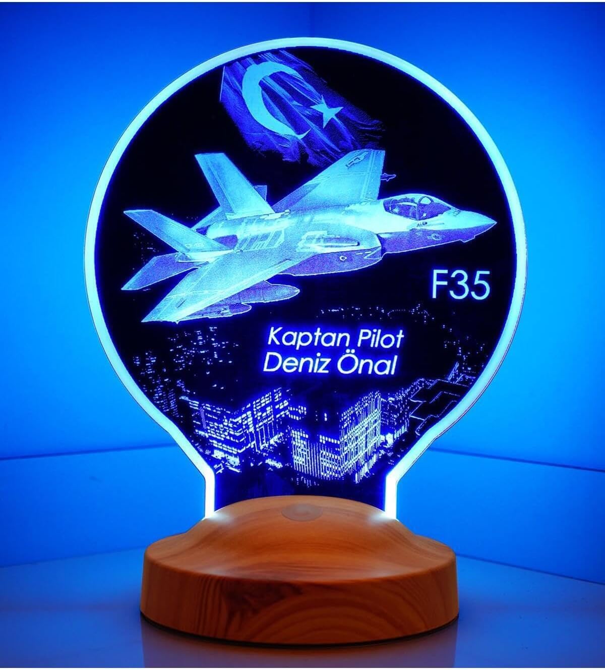 SODEF LED Desk Lamp F35 Fighter Jet Design, Pilot Gift, Personalized Airplane Lamp, Multicolor Changing Light, Home Decor, Night Light - Kırmızı, Mavi, yeşil, pembe, sarı, mor, Beyaz, One Size
