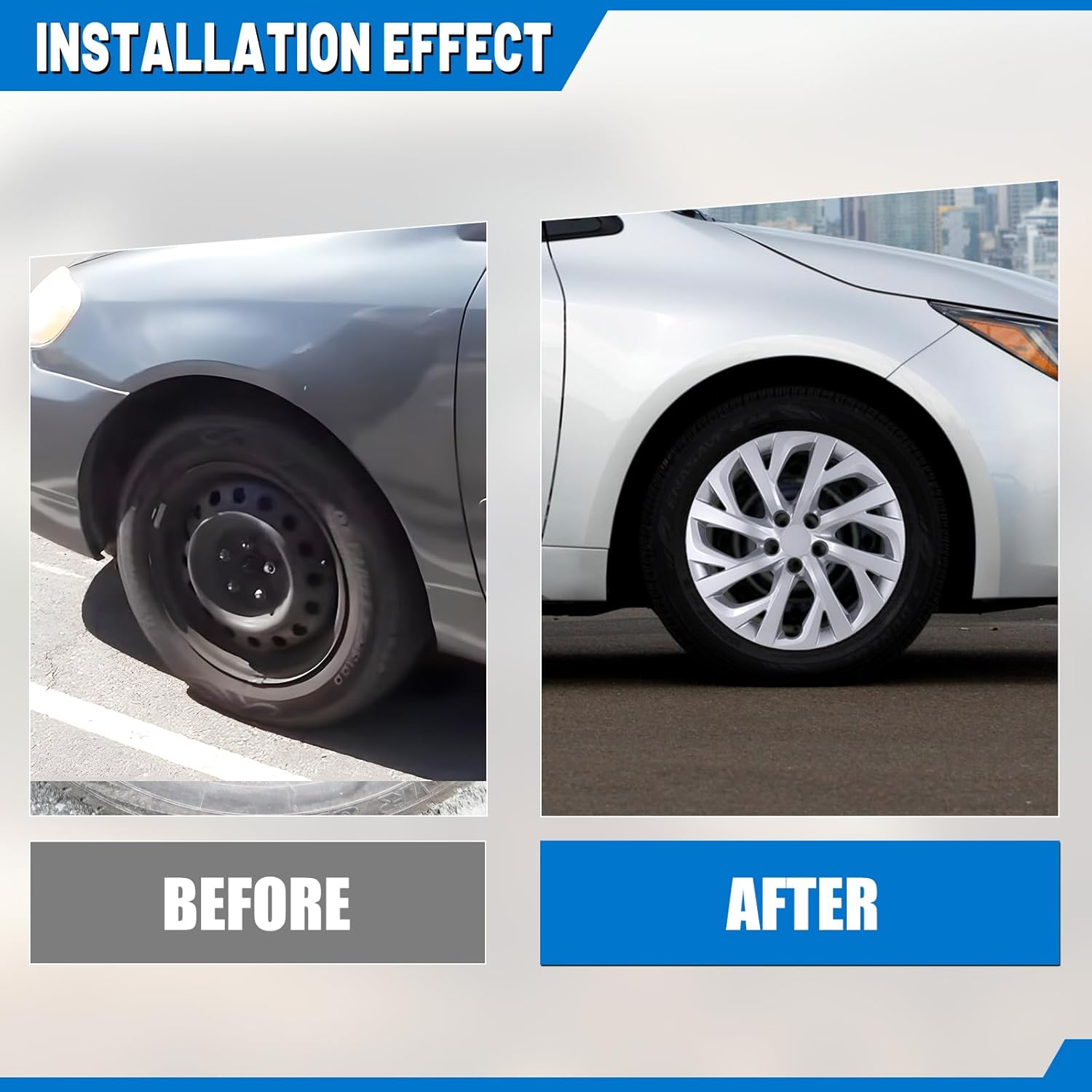 AUTOWIKI 16" Hubcaps for 2009-2025 Toyota Corolla 2023-2025 Toyota Corolla Hybrid 2009-2014 Toyota Matrix Wheel Rims Cover Snap on Installation Set of 4 ABS+PC Material 16-Inch Hubcaps, Lacquer