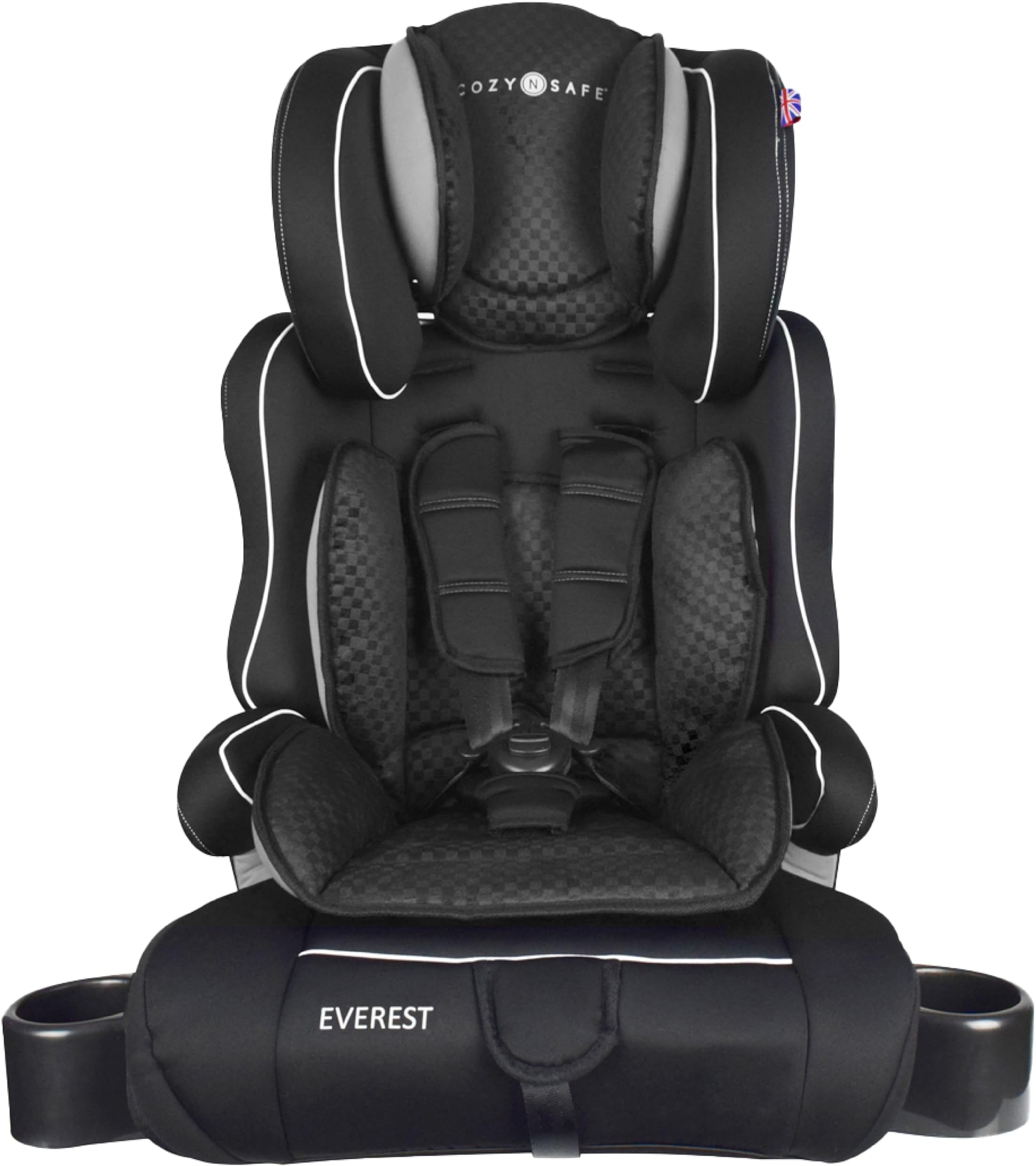 Everest Group 1/2/3 Car Seat 9-36kg, Convertible Baby Toddler Child Car Seat, High Back Booster, Forward Facing, Kids Car Seat 9 Months to 12 Years (Black/Grey)