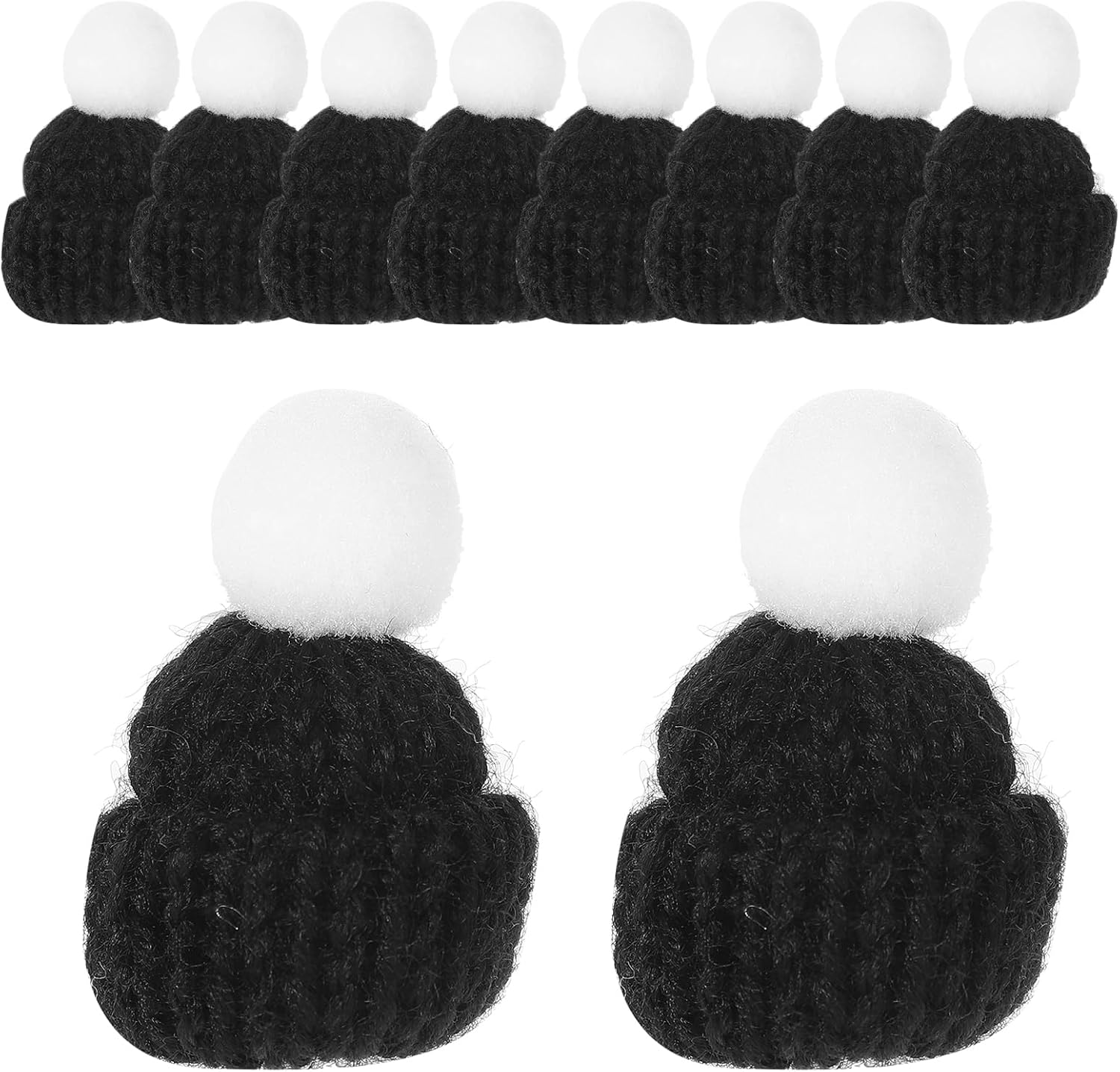 Toddmomy 10pcs Mini Knitted Christmas Hats Mini Christmas Knit Hats for Ornaments Diy Art And Craft(black)