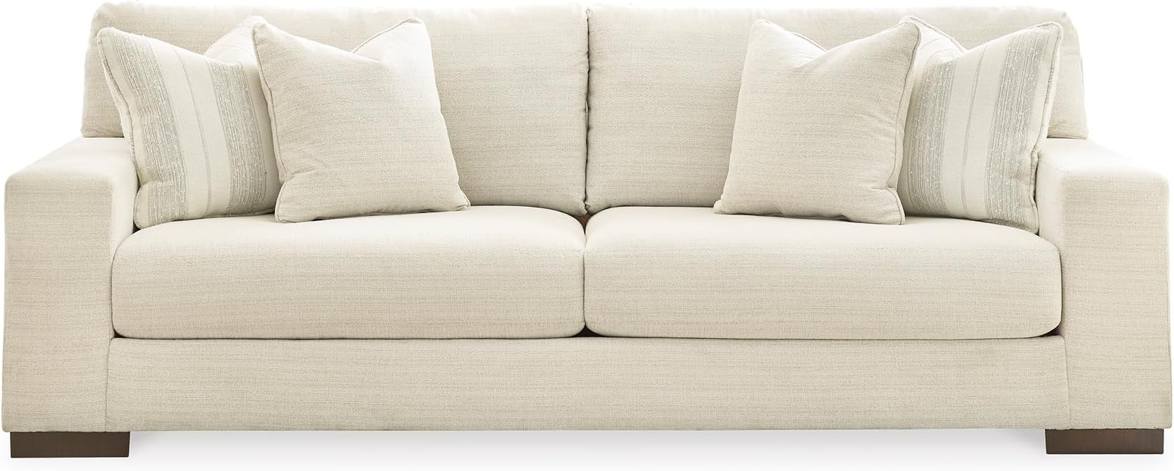 Signature Design by Ashley Maggie Contemporary Upholstered Sofa with Accent Pillows, Off-White
