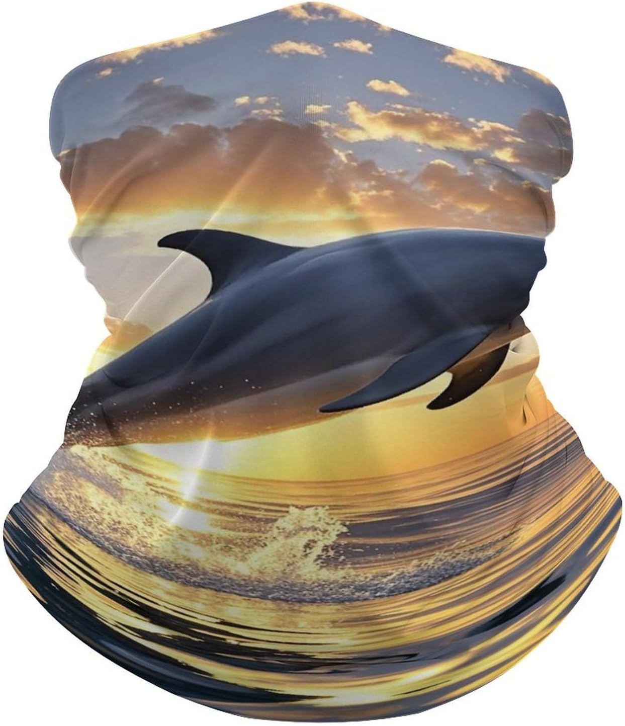 Dolphins Jumping Out of The Water at Sunset Neck Gaiter Warmer Face Cover Scarf Fashion Windproof Face Cover Winter Balaclava Sun Cooling Scarf Gator Cover Reusable Bandana Scarf for Men Women image 2