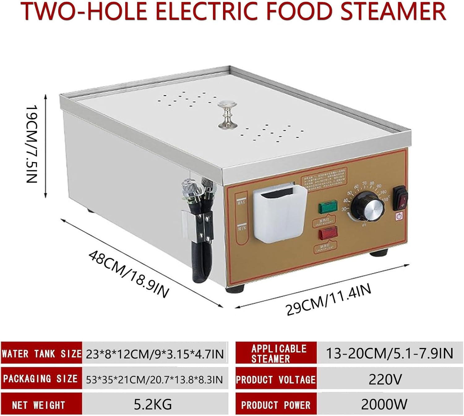 Bun Steamer Electric Machine with Dry Boiling Alarm, Stainless Steel U-Tube Heating for Restaurants and Snack Bars, 2/4/6 Hole Commercial Steamer