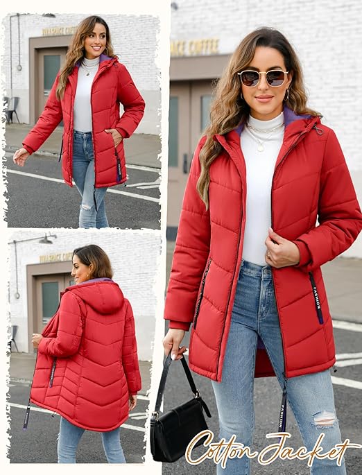 Winterjas voor dames, parka's veelzijdige gewatteerde jassen Winterjas voor dames, parka's veelzijdige gewatteerde jassen