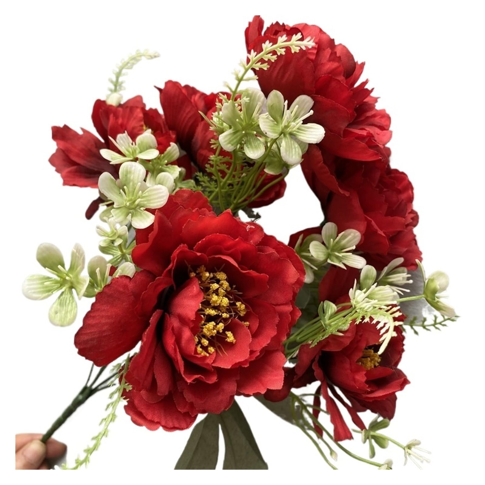 HamPaesk 1pc 35cm Artificial Flowers Silk Bouquet DIY Wedding Home Garden Decoration Fake Flower Arrangement Spring Decor(Red)