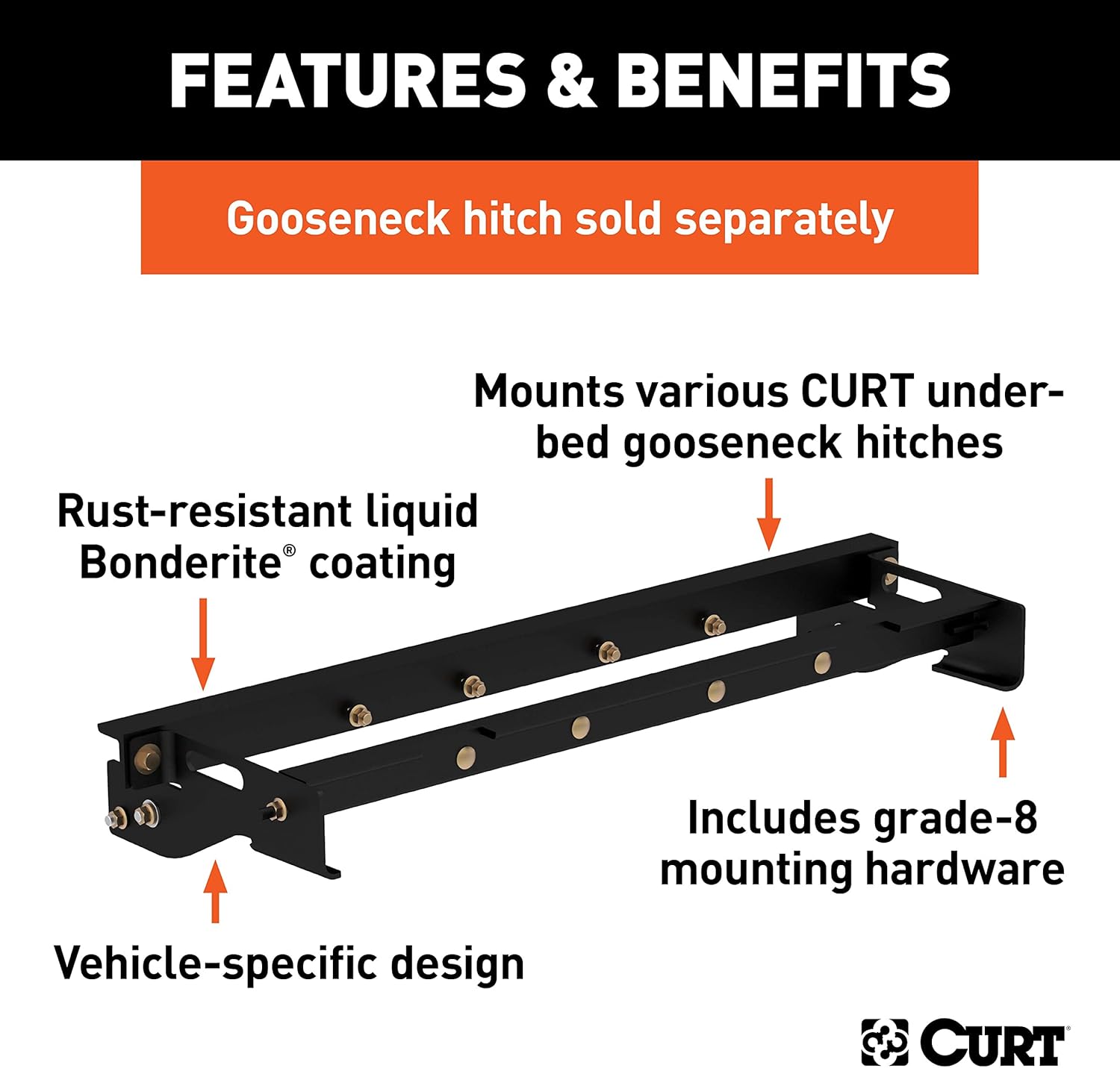 CURT 60641 Under-Bed Gooseneck Installation Brackets, Fits Select Ford F-150