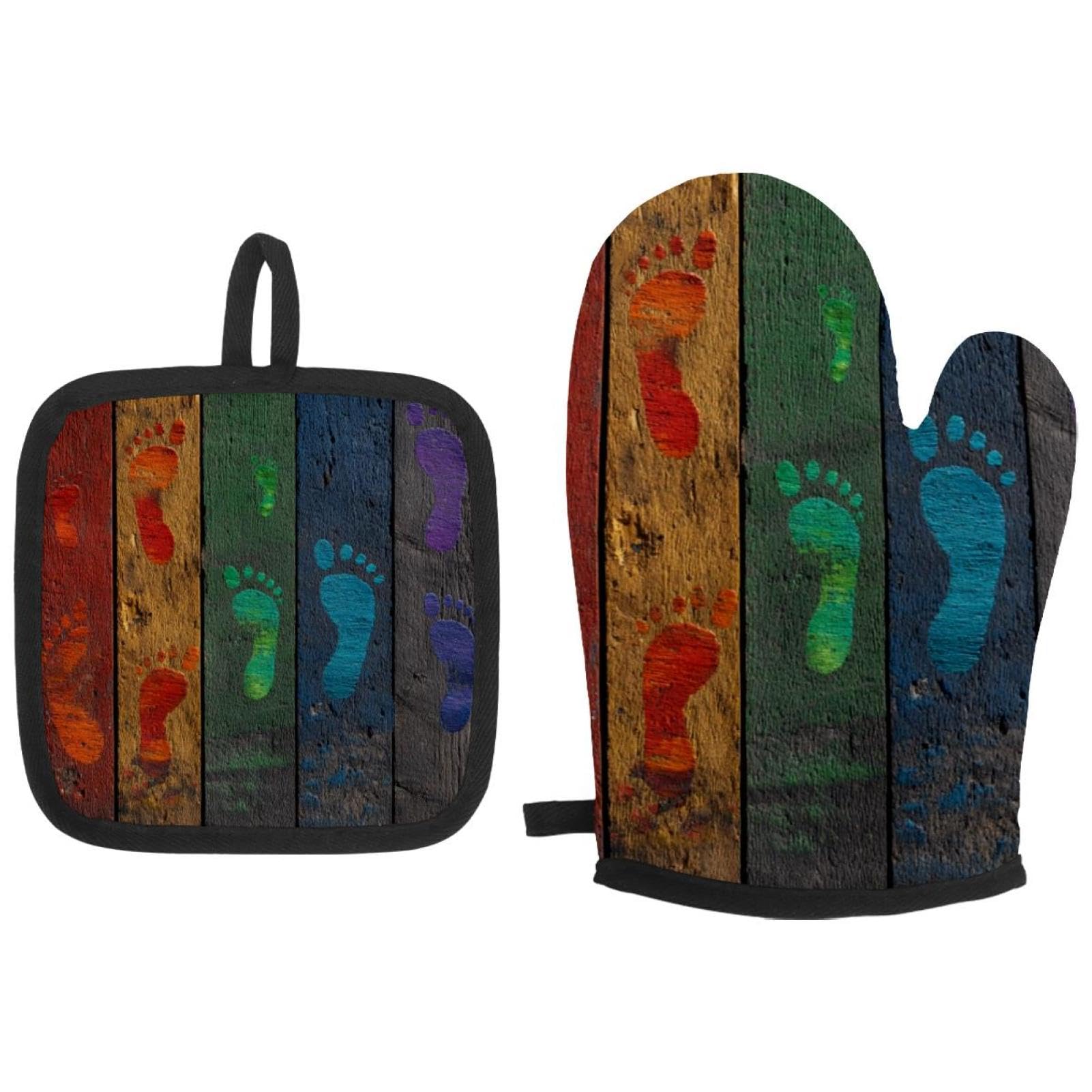 Gants de four originaux arc-en-ciel, une idée cadeau cuisine idéale