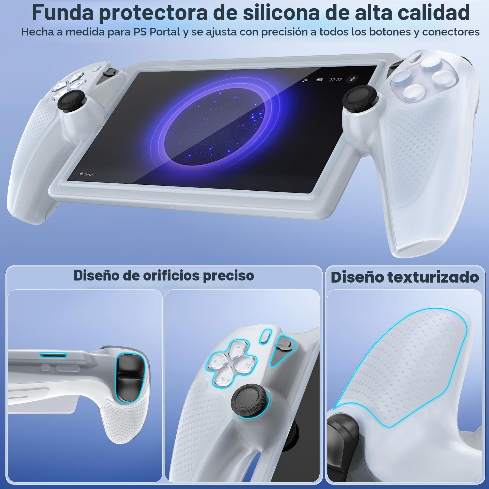 Tokluck 10 en 1 Set de Accesorios per PS Portal, Case per PlayStation Portal Remote con Funda Transparente, 2 Paquetes de Protector Pantalla de Cristal Templado & 4 Clips para el Pulgar