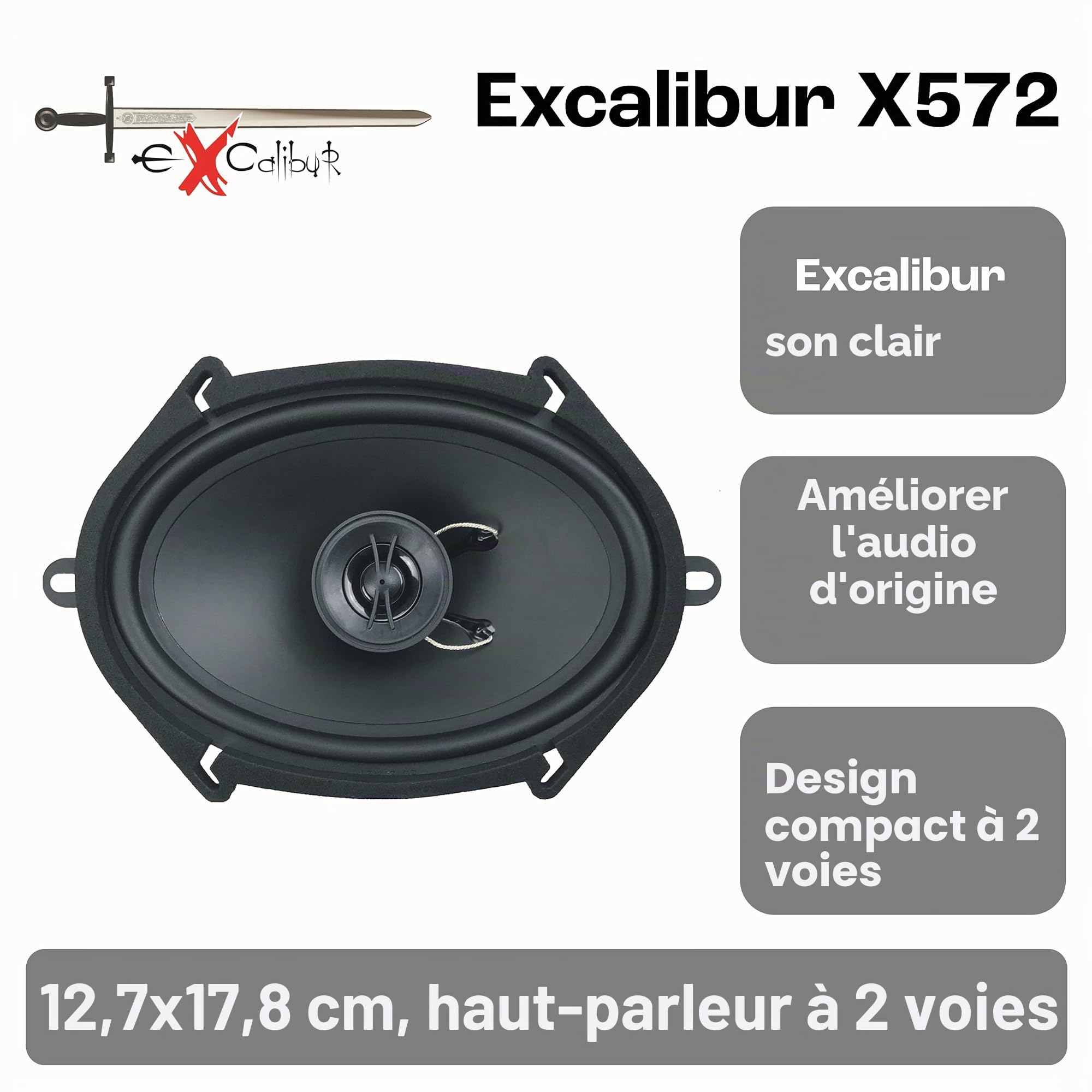 'Excalibur x572 2 Voies Haut-parleurs Audio 13 x 18 cm/6 x 9, 450 W Paire de Prix pour de Nombreux Ford, Mazda ou Fiat véhicules
