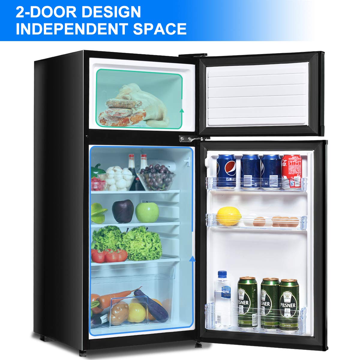 Safeplus 3.4 Cu Ft. Compact Refrigerator, Mini Fridge With Freezer And Shelves For Dorm Bedroom on Fridge.com - View 5
