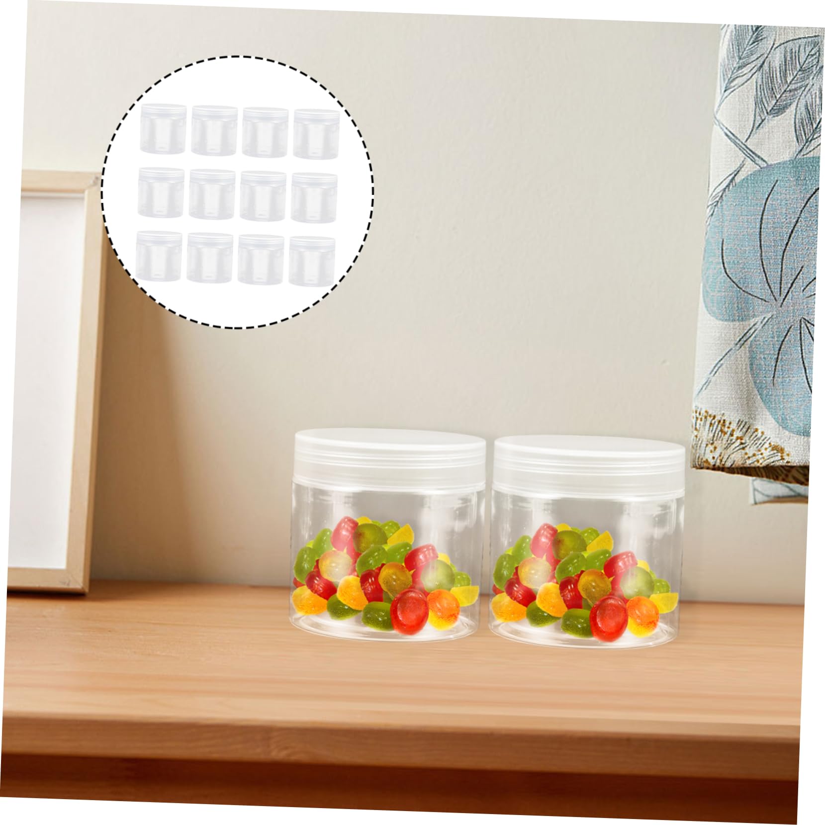 Set 20 Bottiglie Trasparenti in Plastica da 200ml Chiusura Ermetica Forma Rotonda per Conservare Cibo Fresco e Sicuro per Feste e Cucina