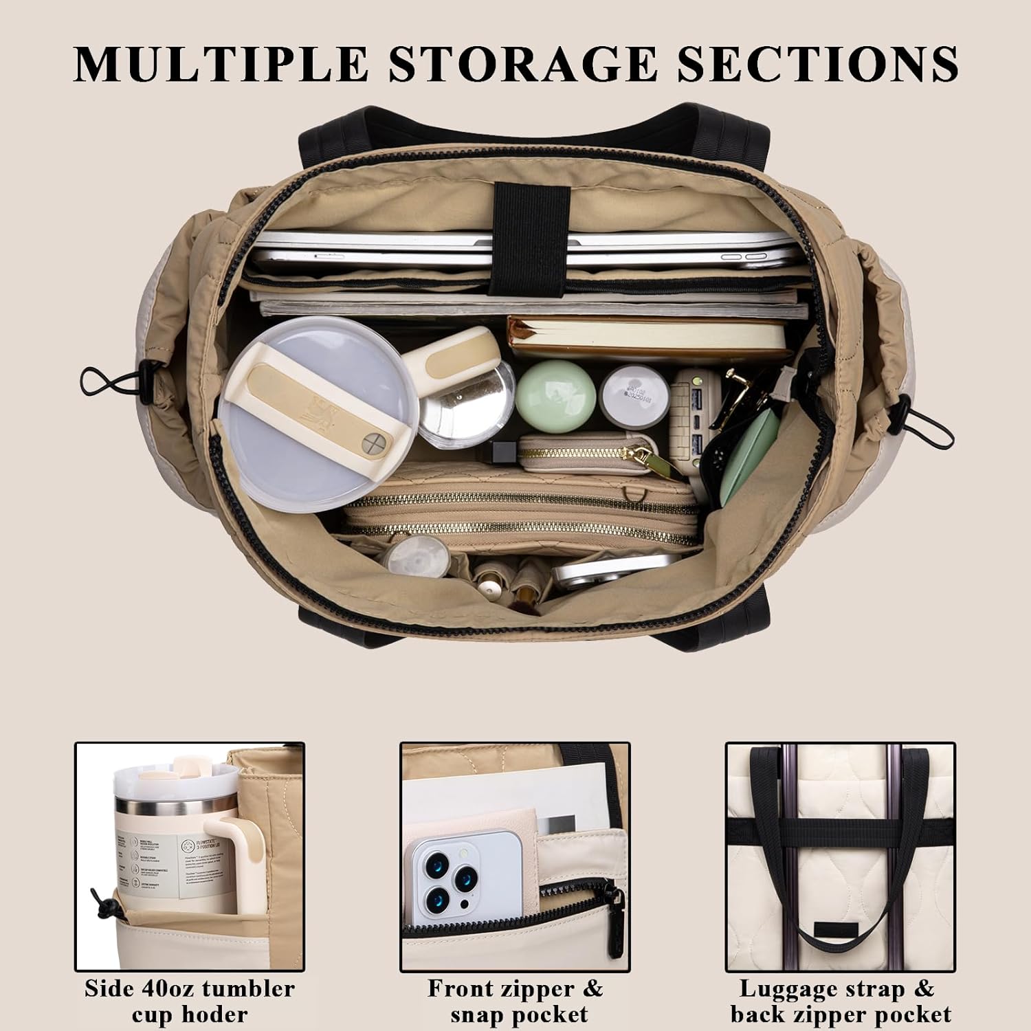 Milan Chiva Tote Bag for Women Lightweight Puffer Tote Bag Work Bag Shoulder Bag for Travel, School, Quilted Nurse Bags,2pcs