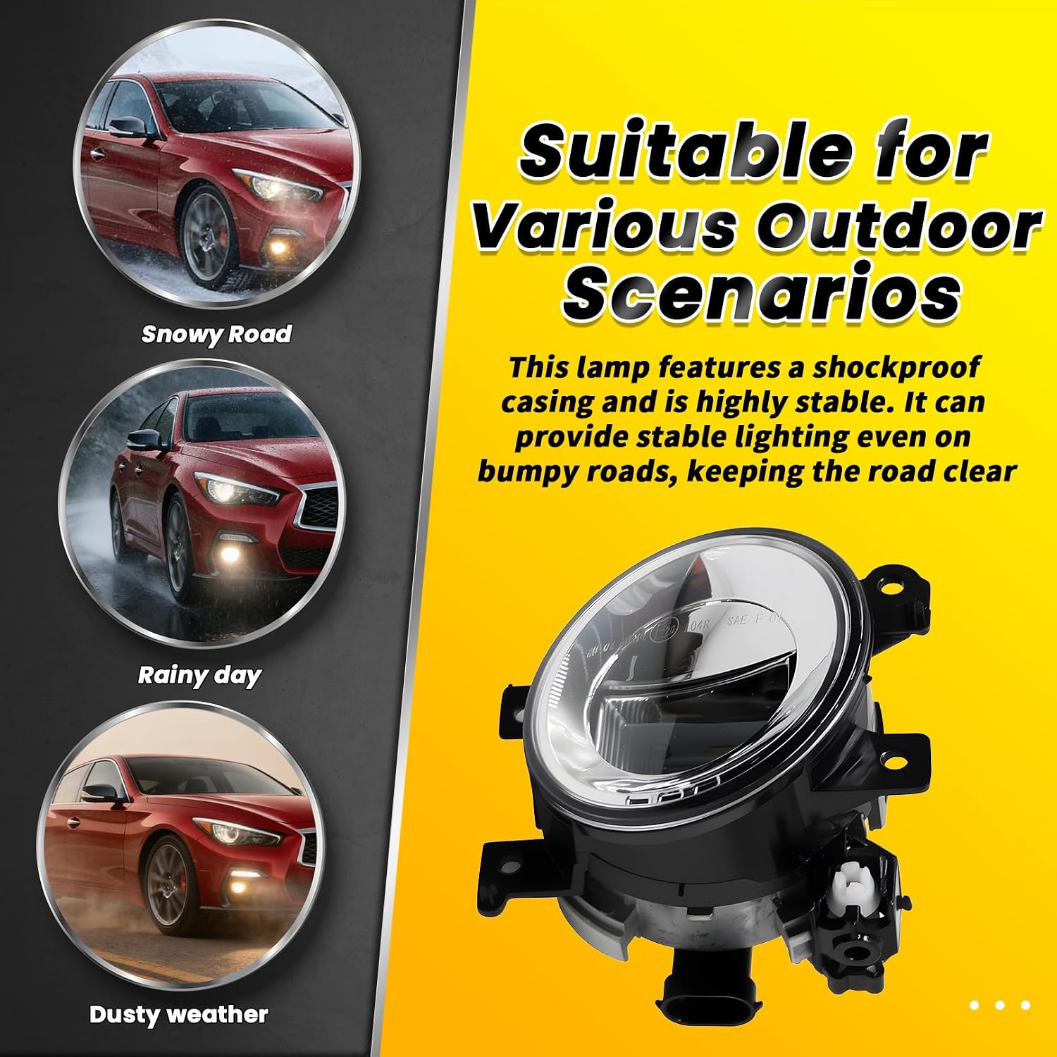 Right Fog Light Assembly Compatible with 2014 2015 2016 2017 2018 2019 2020 Q50 Q60 QX50 QX60 QX80 Passenger Side Lamp w/Bulb IN2593108 261504GA0A 261504GA0B