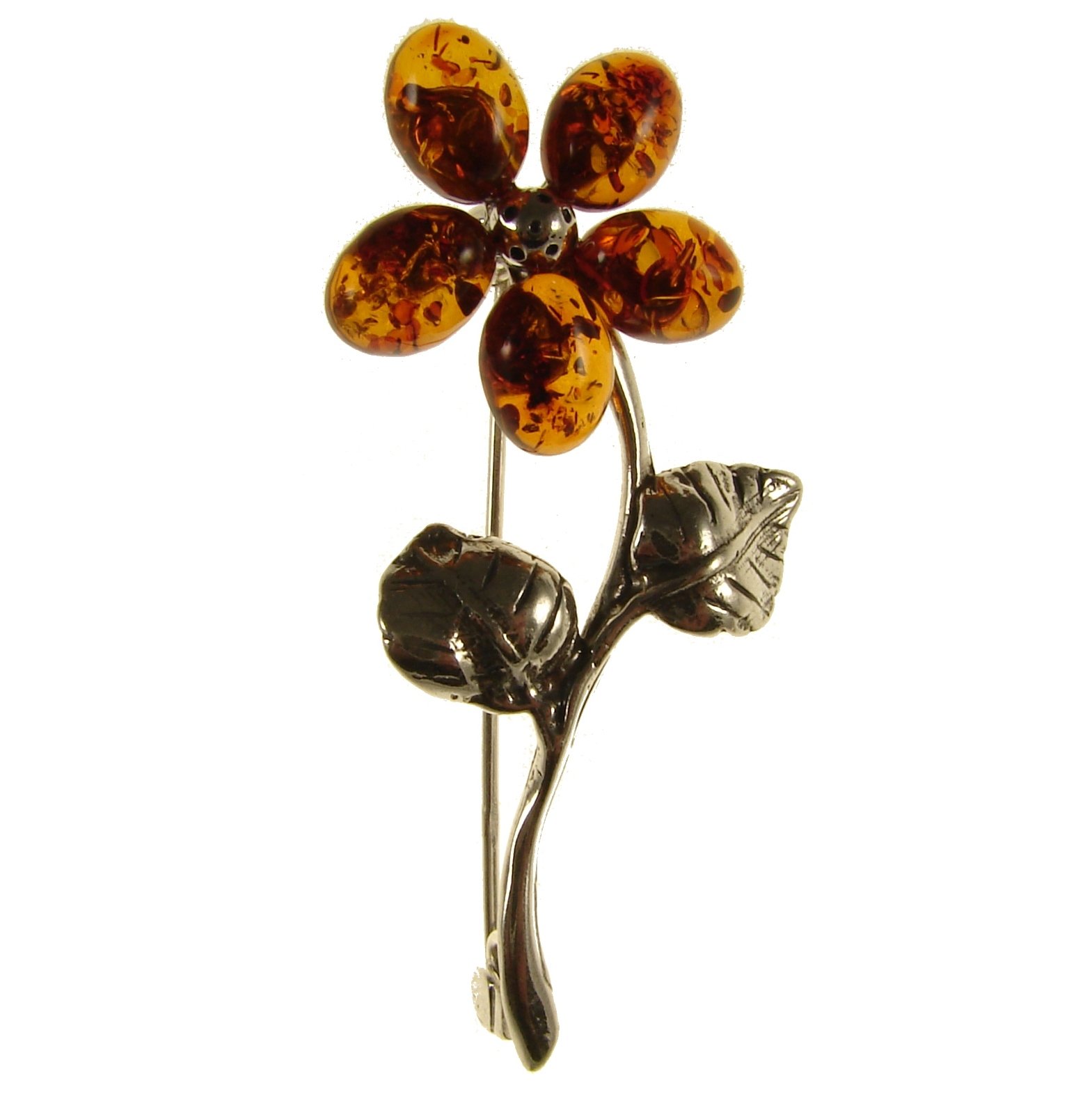 Broche de Plata de Ley 925 con Ámbar del Báltico joya artesanal para solapa 3