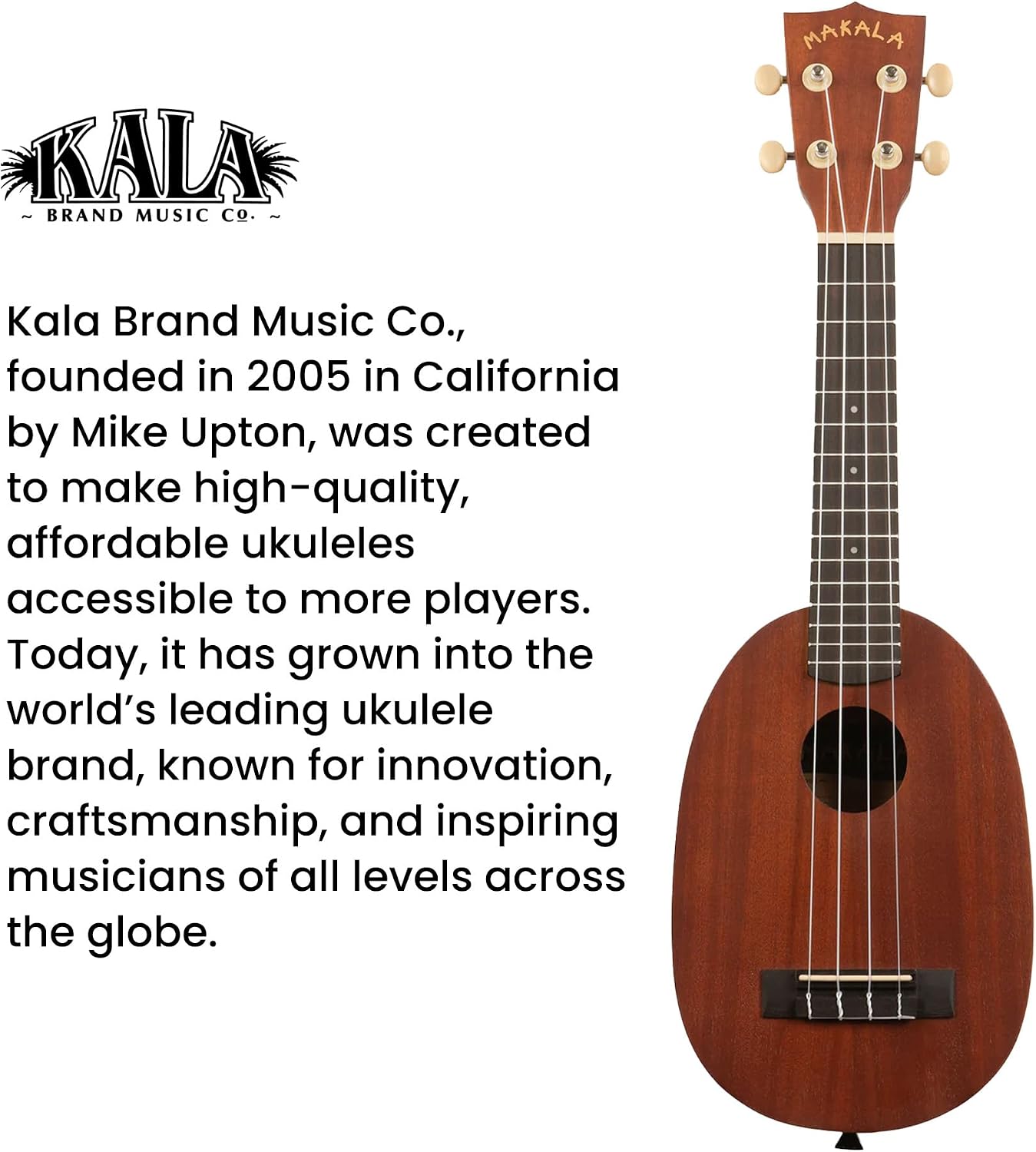 Kala MK-P Makala Pineapple Soprano Ukulele Bundle with Case, Tuner, Strap, Austin Bazaar Instructional DVD, and Polishing Cloth