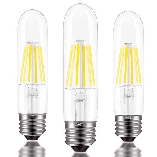 ASOKO E26 T10 Bulbs Daylight White 6W, Dimmable T10 Edison Bulb 60 watts 4000K, E26 Base LED Tubular Light Bulbs, Tube Vintage LED Edison Bulb for Desk Lamp, Pendant Lights, Home (3 Pack)