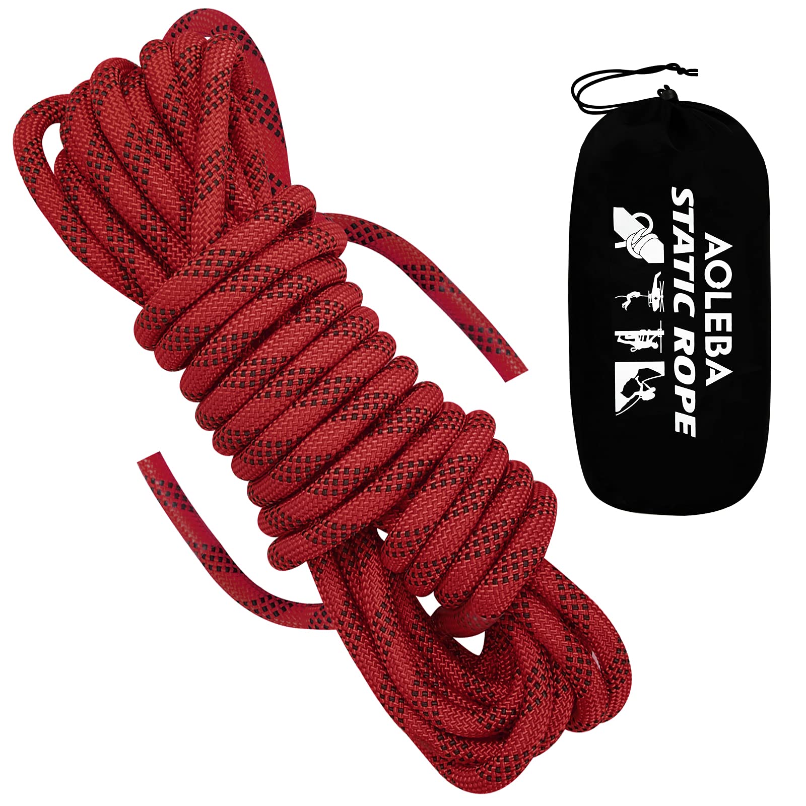 AOLEBA 10.5 mm Static Outdoor Climbing Rope 10M(32ft) 20M(64ft) 30M(96ft) Rock Climbing Rope, Escape Rope Ice Climbing Equipment Fire Rescue Parachute Rope
