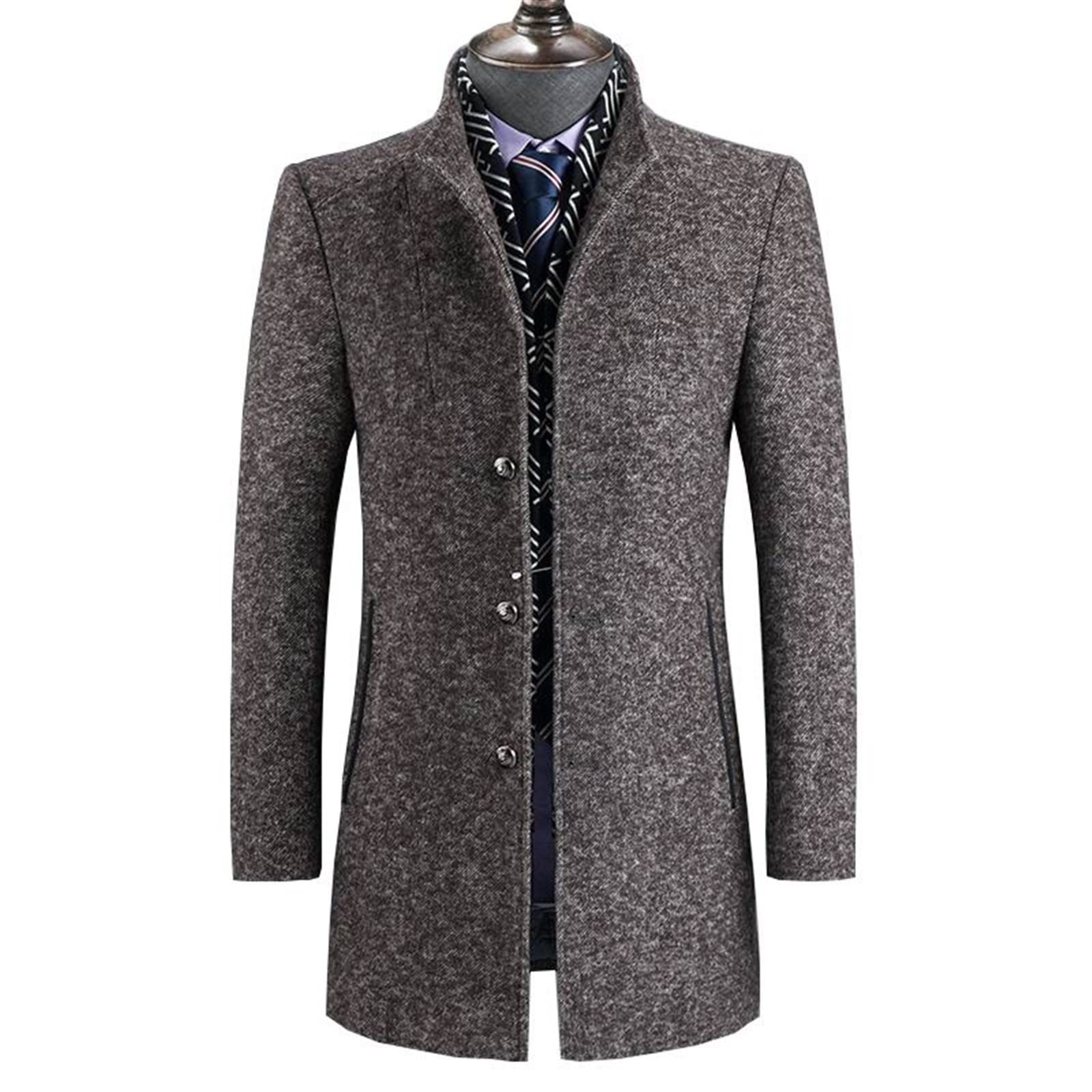 Amazon.com: YMGSCC Winter Wool Thicked Trench Coat Men,Men's