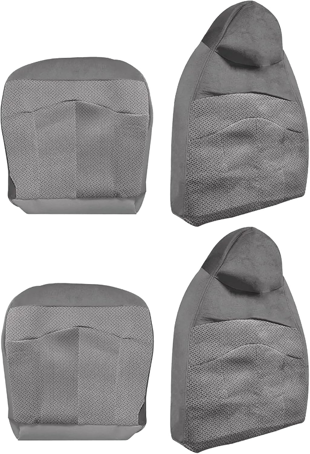 Front Both Side Bottom and Top Lean Back Cloth Seat Cover Replacement Fits for Ford F-150 XLT 1999-2003 Gray