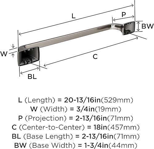 Miniatura 6 de Amerock BH36013G10  Toallero de níquel cepillado  Toallero de 18 pulgadas (17.992 in)  Highland Ridge  Toallero de baño  Accesorios de baño