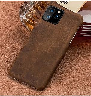 Wtukmo Crazy Horse - Funda trasera de cuero para teléfono, a prueba de golpes, resistente a los arañazos, funda retro para Apple iPhone 12 Pro Max (2020) de 6.7 pulgadas (color: marrón)