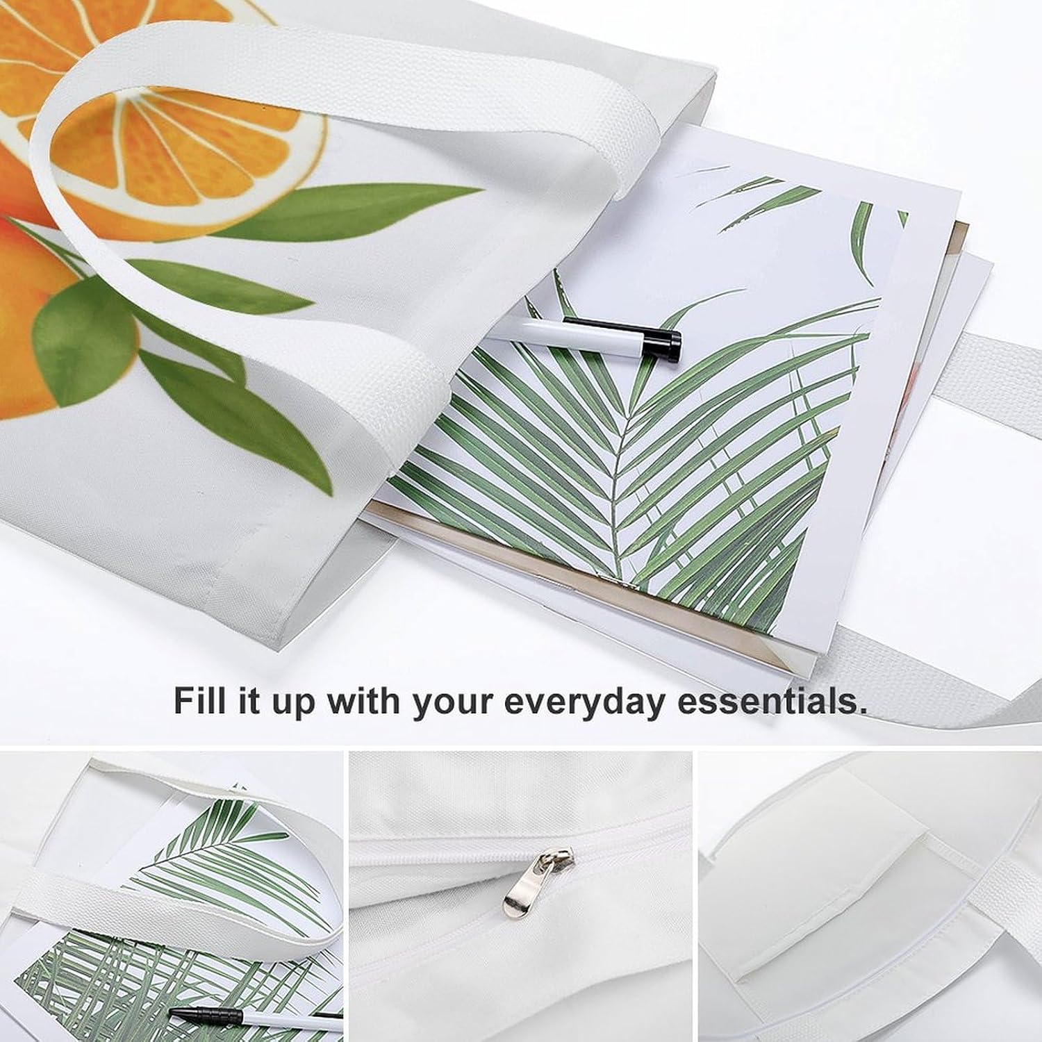 Orange Citrus Canvas Tote Bag Shoulder Bag Handbag image 5