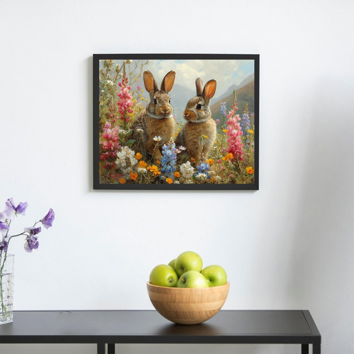 OKSGYTA Paint by Number for Adults, Rabbits in Flower Field, Oil Painting for Beginner, DIY Acrylic Painting Kit for Room Decor Gift (16x20 inch, No Frame)