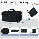 Fmeida 65L Foldable Travel Duffle Bag - Weekender Bags with Shoe Compartment for Men Women, 24" Sac de Voyage Femme Homme, Waterproof Gym Tote Overnight Duffel Luggage, Lightweight & Tear-Resistant