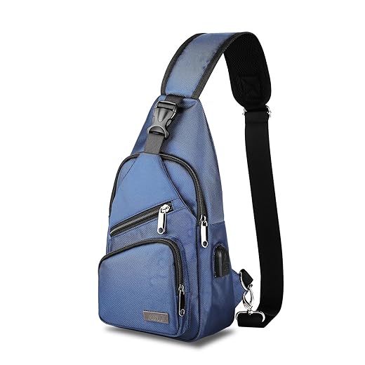 AMJ Crossbody Sling Bag Men Women, Casual Shoulder Backpack, Chest Daypack Satchel for Hiking Travel