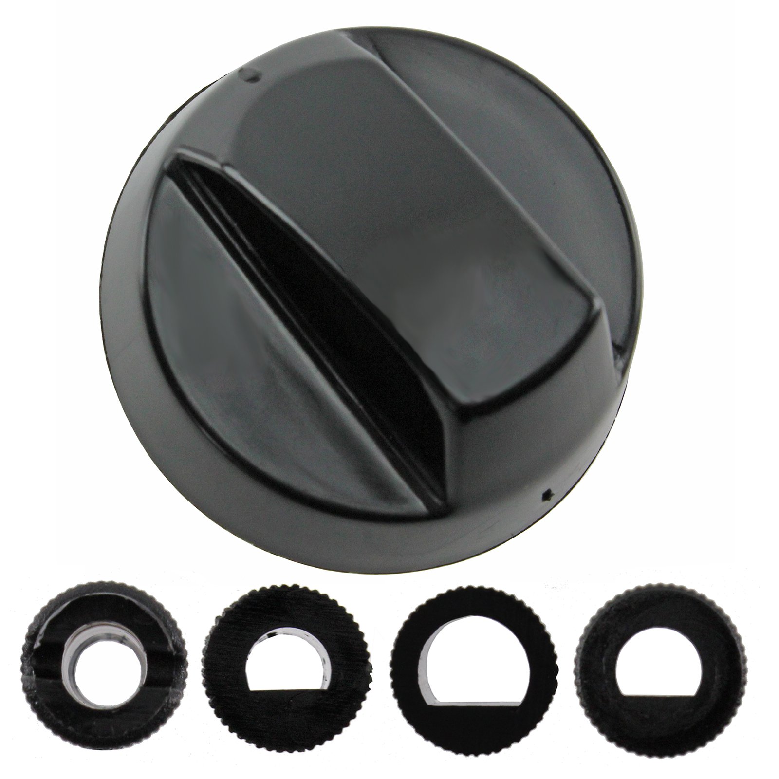 Spares2go Universaler Einstellknopf Schwarz – Passend Für Viele Toaster, Herde & Hosenpressen (2 Stück + Adapter)