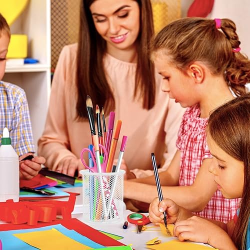 Miniatura 7 de Rocutus Portalápices, paquete de 8 soportes de malla para lápices, soporte de metal para lápices, soporte de accesorios de escritorio, taza de malla