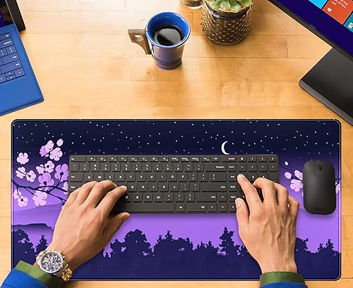Miniatura 5 de Alfombrilla de escritorio japonesa de escritorio morada, bonita alfombrilla de mouse para juegos de montaña Fuji, grande, alfombrilla de mouse