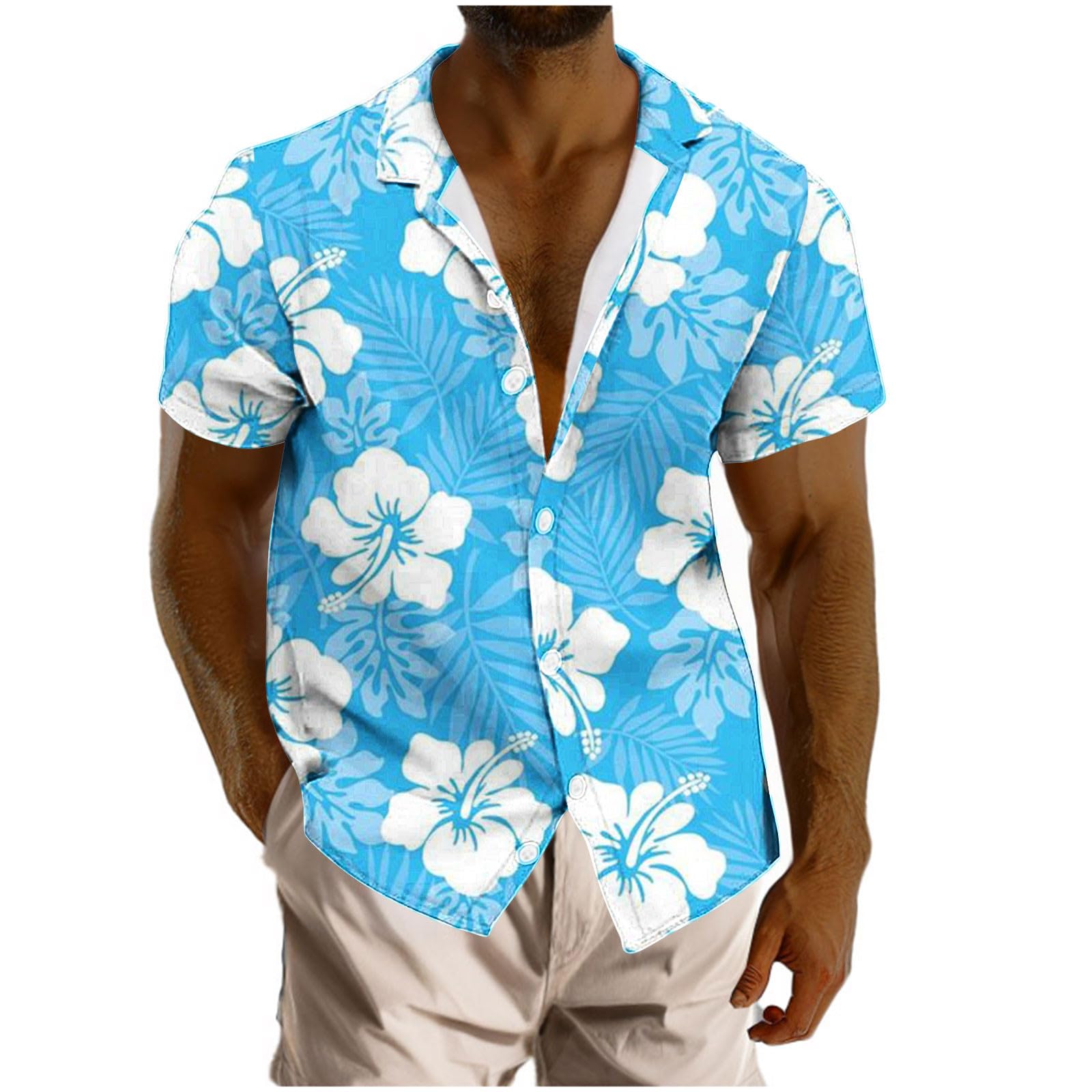 Aopir Men's Classic Hawaiian Shirt Loose Fit Tropical Printed Short Sleeve Shirt for Holiday Cruises and Beach Trips