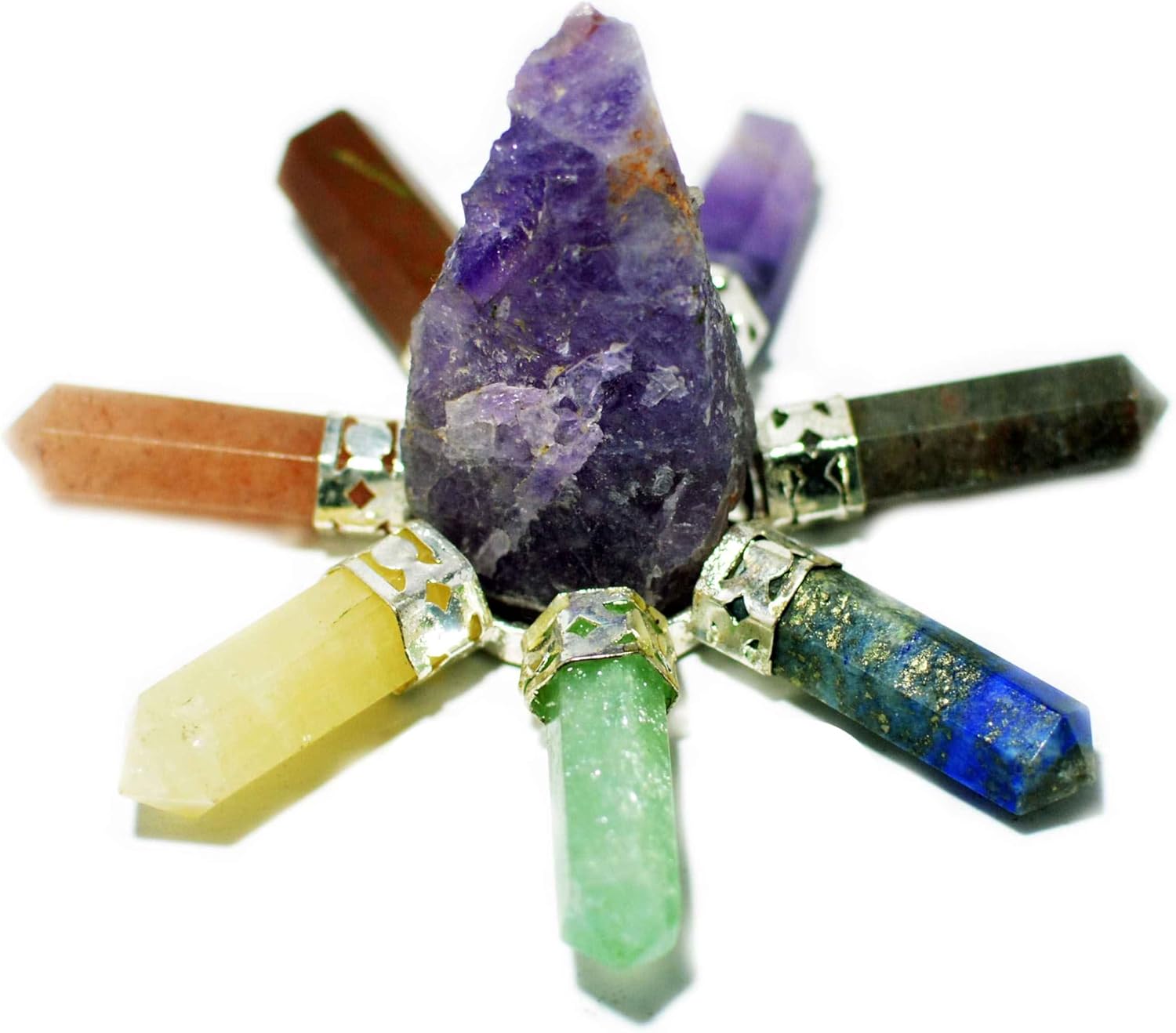 7 Chakra Amethyst Rough Generator Reiki Pyramid Stone Spiritual Gift