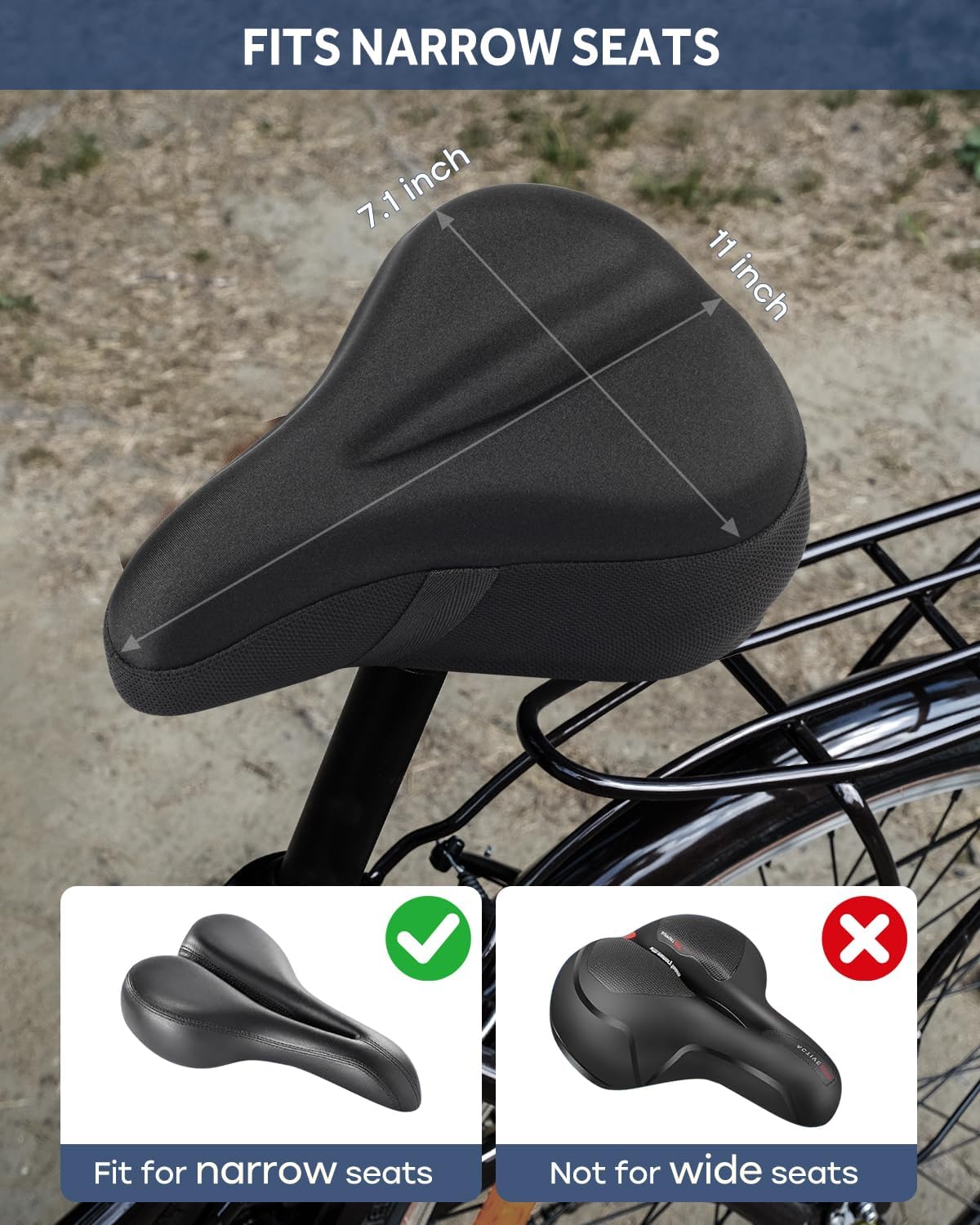 Bike Seat Cushion, Comfortable Bicycle Saddle Cover for Indoor and Outdoor Cycling, Padded Gel Cover for Exercise, Mountain & Road Bikes, Universal Fit for Peloton & Stationary Bikes - Image 2