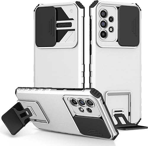 Funda compatible con Samsung Galaxy A32 4G, cubierta de lente de cámara deslizante integrada compatible con Samsung Galaxy A32 4G con función atril