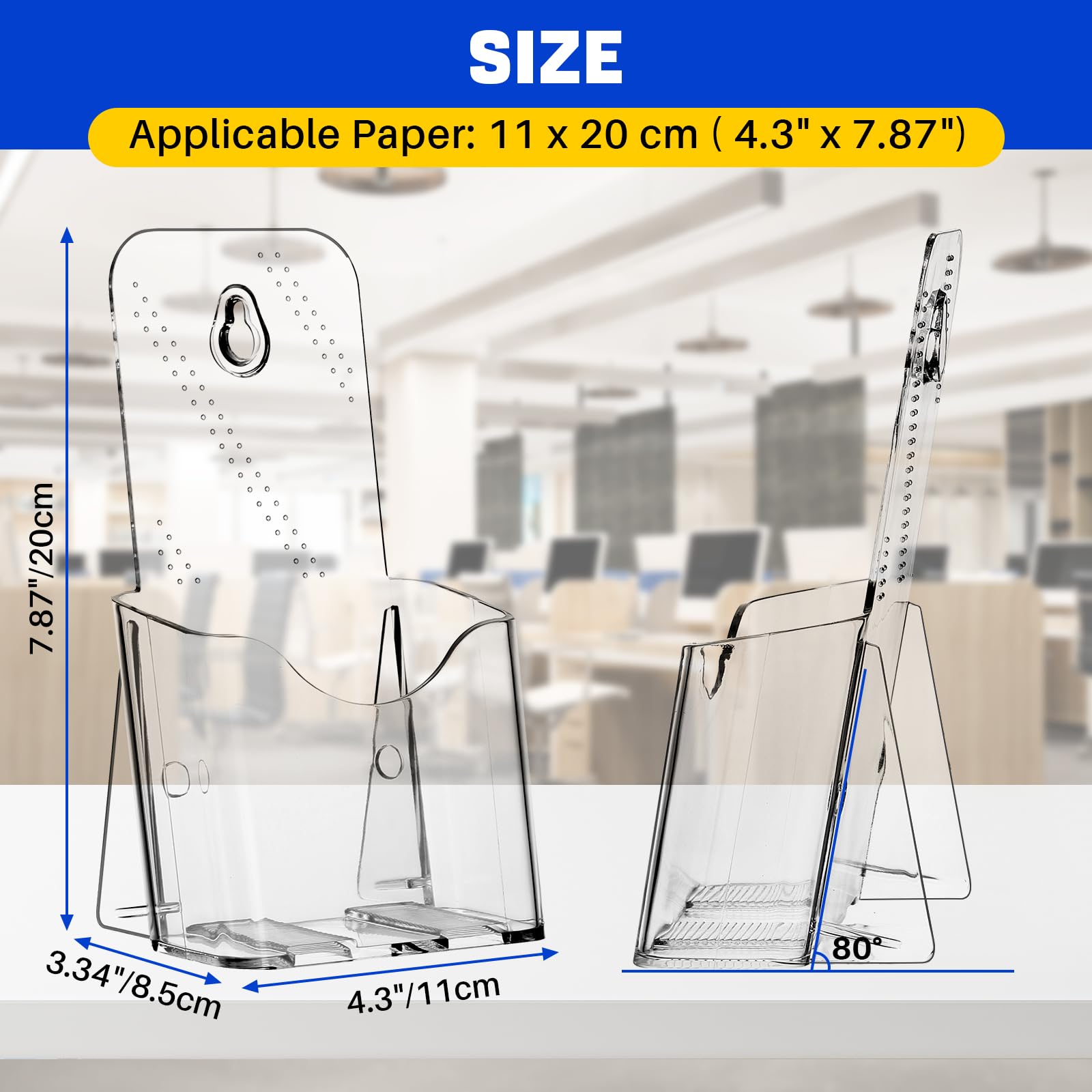 DASBET Lot de 10 supports de brochures A6 en acrylique transparent pour brochures en plexiglas - Présentoir de brochures pour magazines, documents, brochures