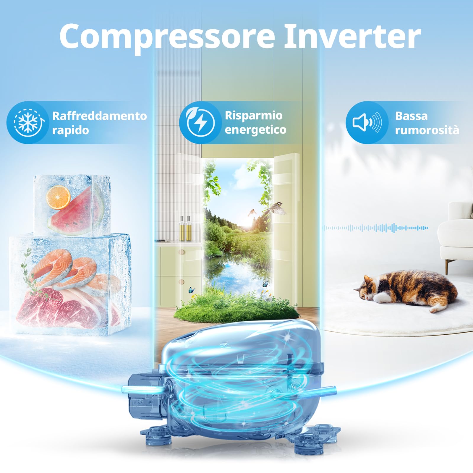 COMFEE' RCU40WH3EU(E) Mini Congelatore 31 L, Congelatore Compatto con Porta Reversibile, Classe 4 Stelle, Silenzioso, Termostato Regolabile, Ripiano Rimovibile, Bianco