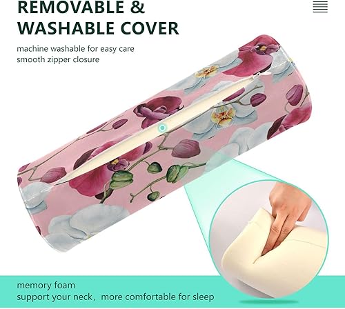 Miniatura 3 de Almohadas decorativas de acuarela con diseño floral de Phalaenopsis para sofá, almohada cervical para el cuello, almohadas redondas decorativas para