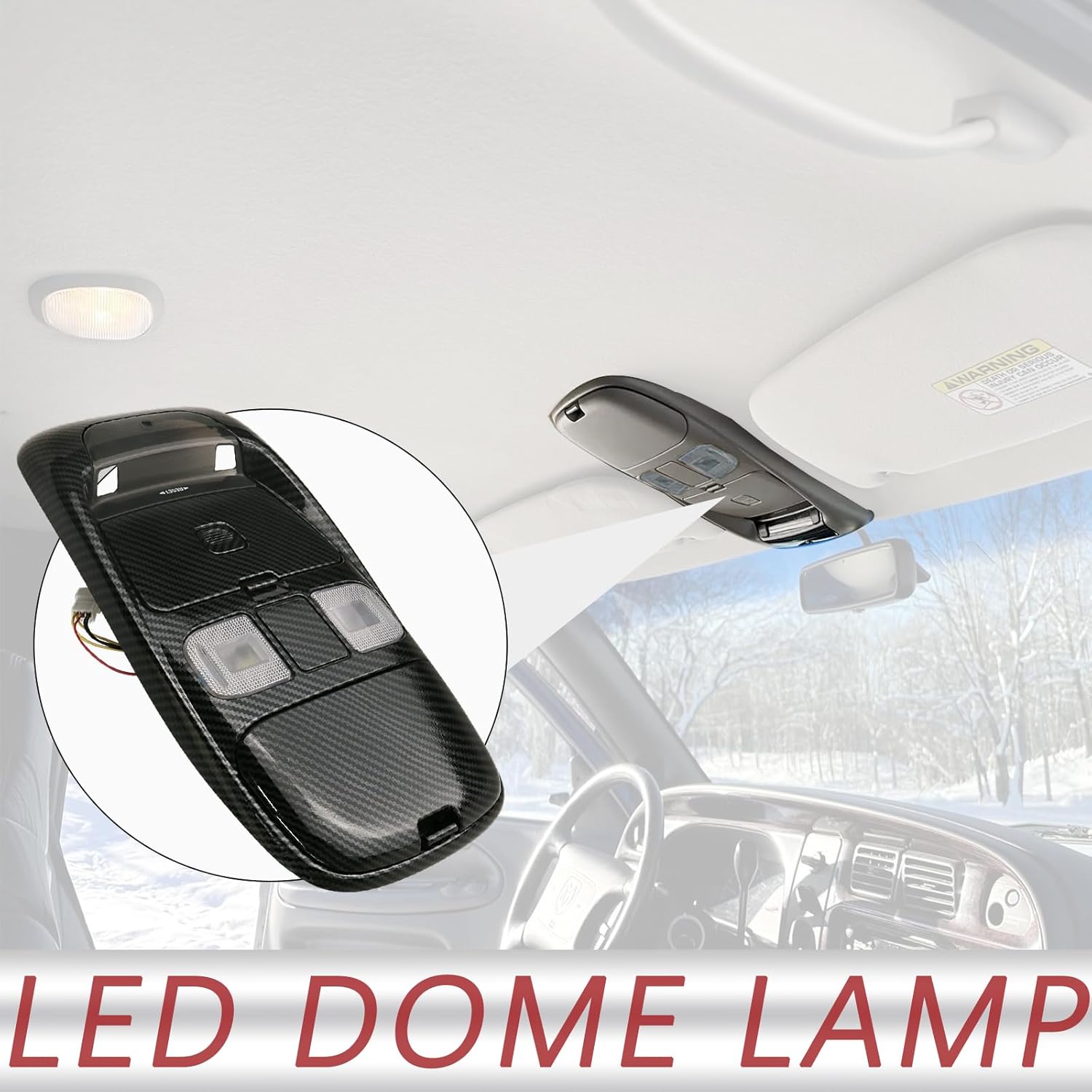TQPONLY LED Overhead Console Dome Map Light Lamp,For Dodge Ram 1500 1999-2001, Ram 2500 3500 1999-2002 Truck Interior Cab Lights Storage Assembly (Carbon Fiber)