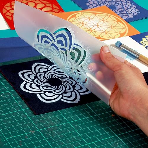 Miniatura 4 de Plantilla de mandala  Tarjeta o plástico  A4 de 8.3 x 11.7 pulgadas  Mandala de 7 pulgadas  Reutilizable, plantilla apta para niños  pintura,