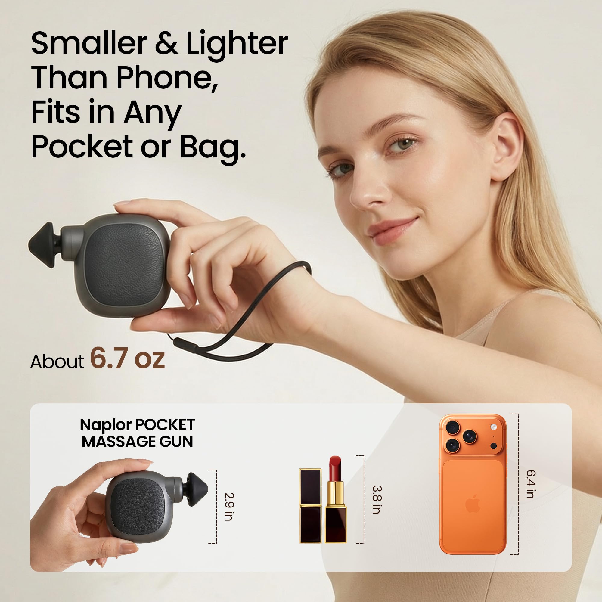 Mini pistola de masaje de bolsillo, masajeador de percusión para viajes, pequeño masajeador muscular de tejido profundo para cuello, cara, cabeza, 4 velocidades, USB-C, silencioso, regalos para