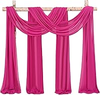 Vista 72 de Tela para envolver arco de boda, 4 paneles de 28 x 20 pies, cortinas de arco de boda rosa para ceremonia, cortinas de tela de gasa para cenador