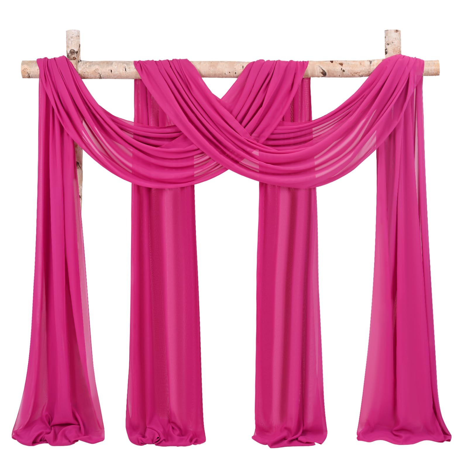 Mousseline de soie fuchsia pour arche de mariage 4 panneaux Showgeous