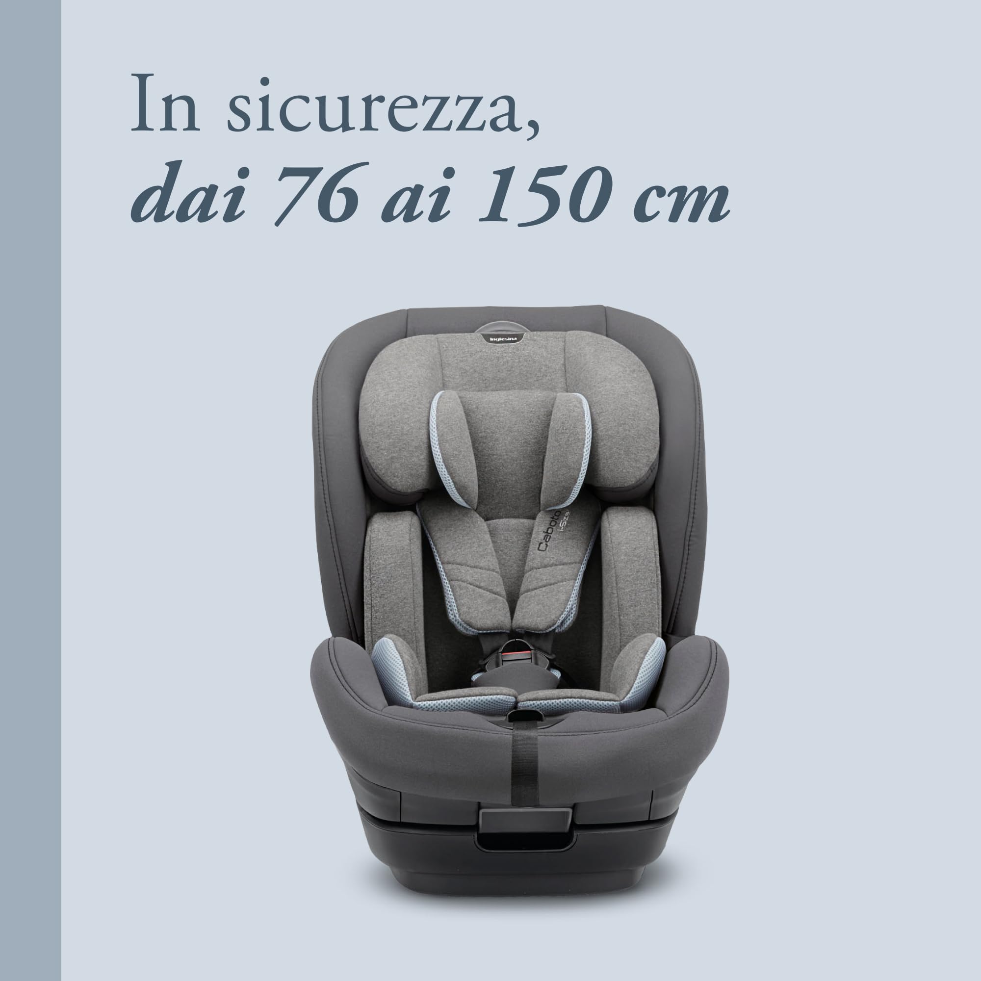 Inglesina Caboto i-Size Seggiolino Auto, Isofix, da 15 mesi a 12 Anni circa, dai 76 ai 150 cm, Stone Grey